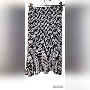 Lularoe Women's Azure A-Line Black, White and Pink Midi Skirt Size XSmall